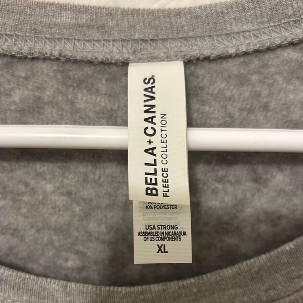Bella Canvas Crewneck Sweater Gray and Red - Picture 2 of 5